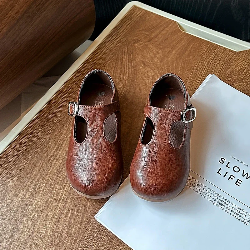 Leather Shoes Girls Shoes Girls Flats Children's Flats Spring Autumn T-trap