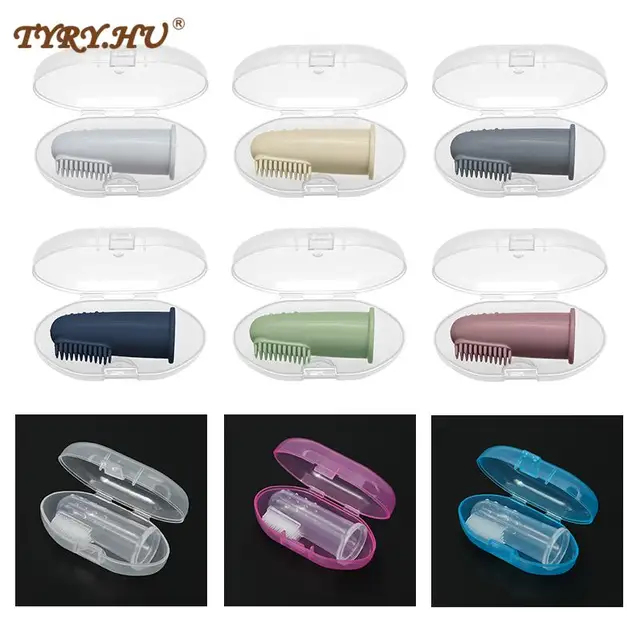 1set  Finger Toothbrush Baby Silicone Toothbrush+Box Children Teeth Clear Soft Silicone Infant Tooth Brush Rubber Cleaning 1