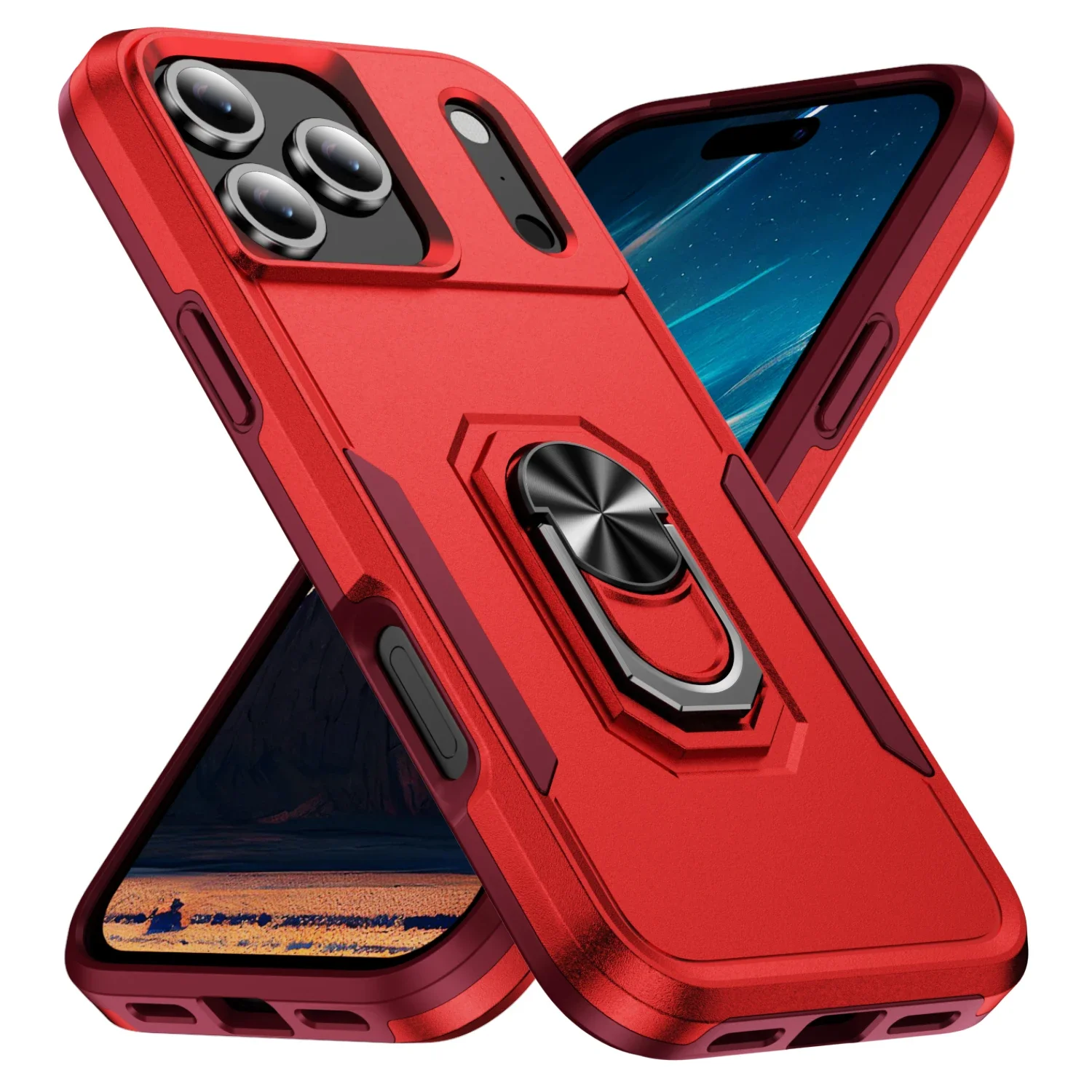 Military Grade Armor Case with Metal Stand and Ring Holder - Durable Coque Cover