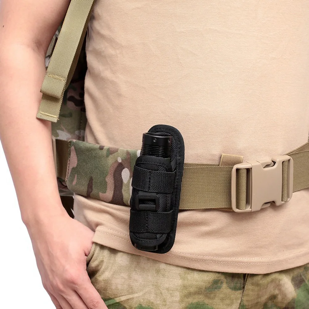 Taktická hon 360 stupňů otočný molle baterka pouch pouzdře pochodeň pouzdro outdoorové pás přenosné pochodeň obal držák pouch