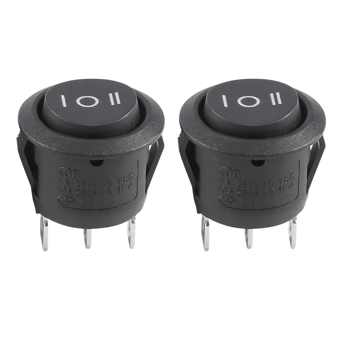 2 x AC 6A/250V 10A/125V 3 Pin SPDT ON/OFF/ON 3 Position Round Boat Rocker Switch