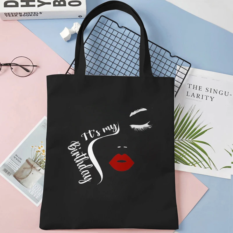 Birthday Queen Canvas Bag It's My Birthday Shopper Handbags Party Environmental Storage Reusable Shoulder Tote Bag