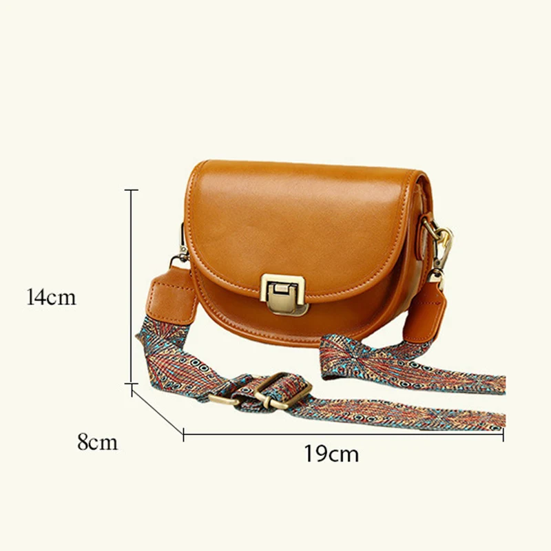 Female Half Round Saddle Bag Women Genuine Leather Messenger