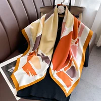 90*90cm Luxury Brand Silk Square Scarf Hijab Women Bandana Soft Scarves Neckerchief Ladies Hair Shawl Wrap Headband 5