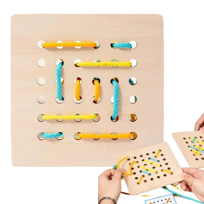 

Lacing Toy For Toddler Montessori Early Development Fine Motor Skills Educational Gift Wood Lace Block Travel Game Toys For Kids