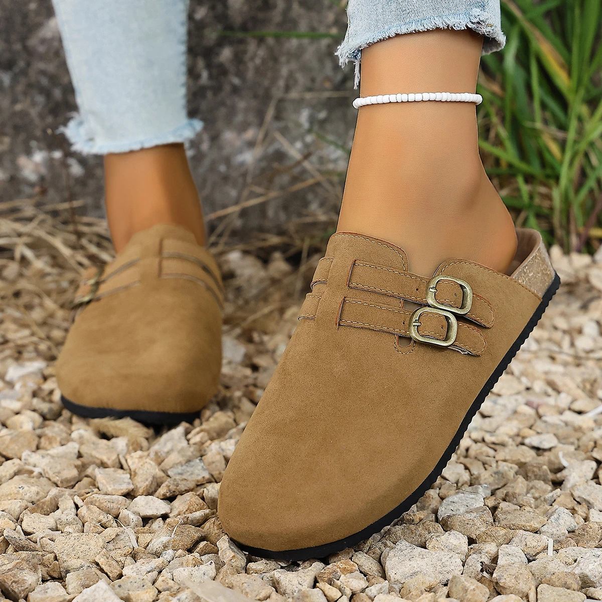 2025 Women's Fashionable and simple temperament Half Slippers shoes Spring Autumn Versatile Foot Cover Shoes Easy to Wear