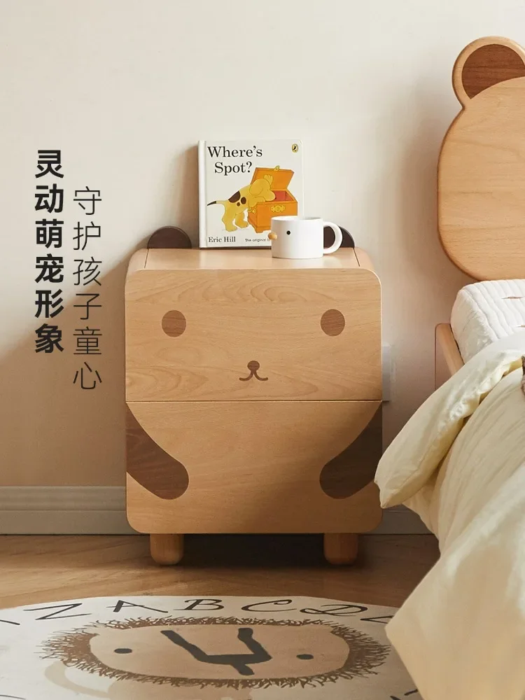 *All Solid Wood Children's Bedside Table Nordic Bedroom Storage Cabinet Modern Simple Bedside Table