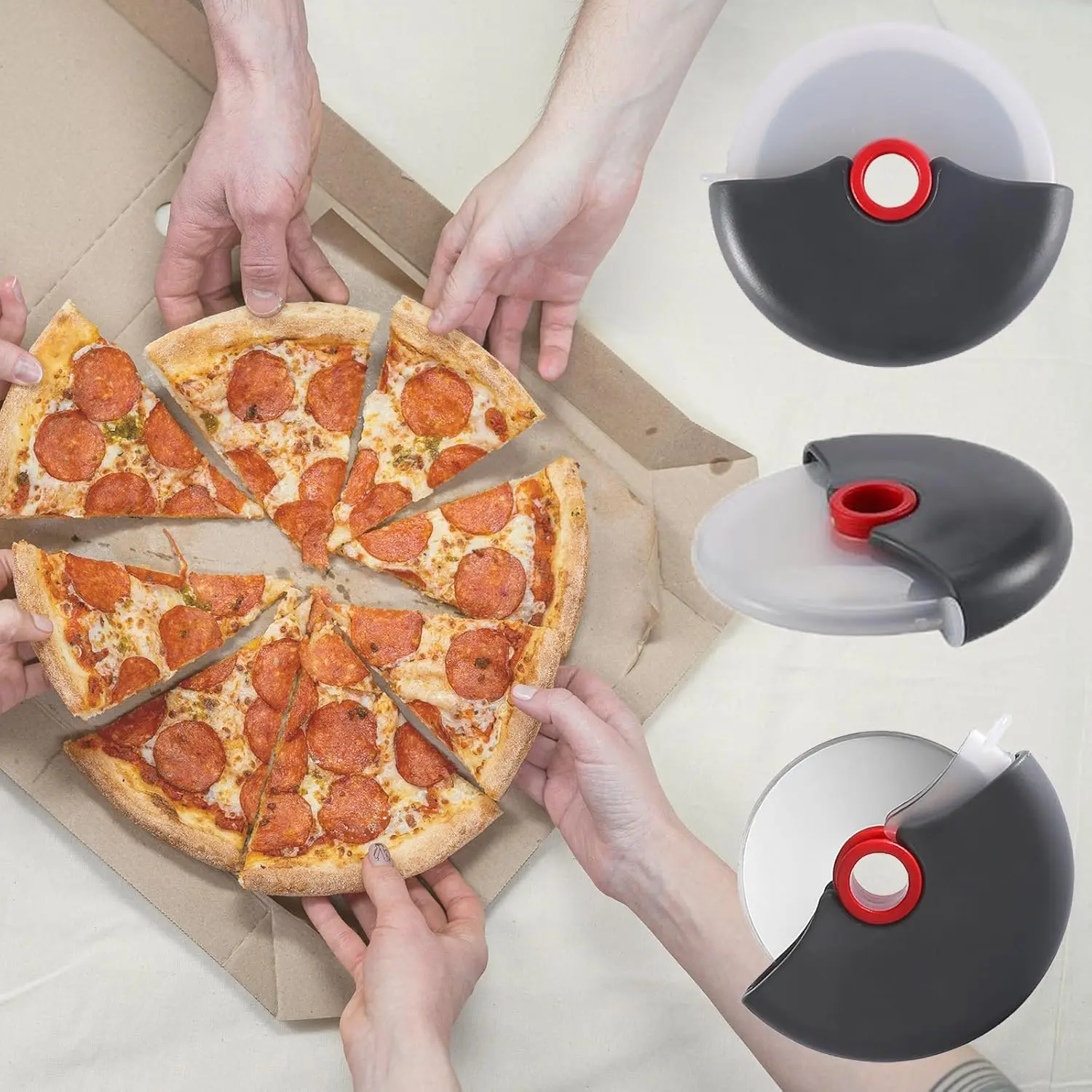 Pizza Cutter Wheel Protective Blade Cover Detachable Handheld Pizza Slicer Easy to Clean-Dishwasher Safe Kitchen Tools