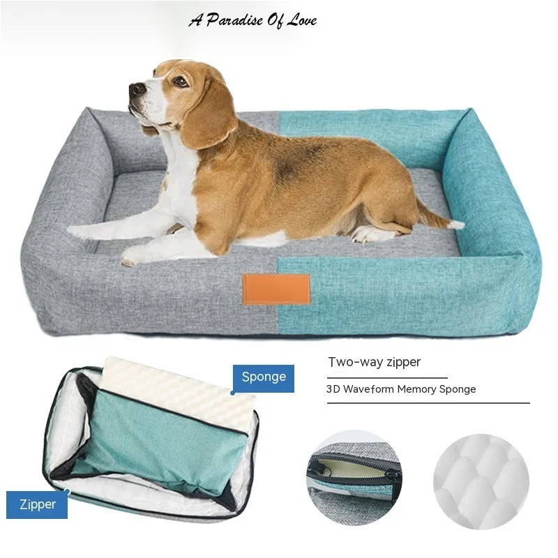 

Comfortable Beds for Large Dogs Removable Washable Dog Bed L Shape Foam Dog Beds Spacious Mat for Big Dogs Multiple Dogs Family