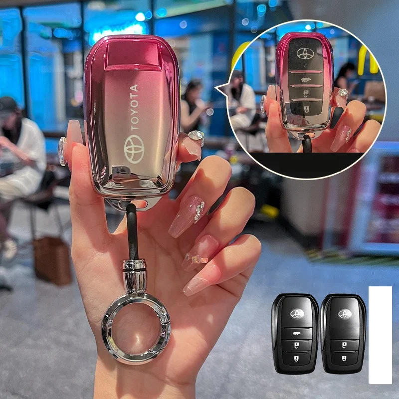 Toyota CHR Hilux Fortuner Land Cruiser 200 Camry Corolla Crown RAV4 하이랜드 액세서리 용 TPU 자동차 원격 키 케이스 커버 셸
