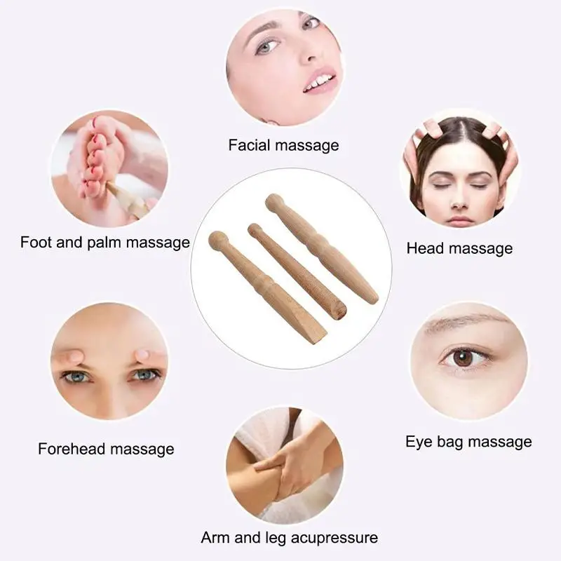 3-teiliges Set Natürlicher Holz-Fußmassagestab zur Linderung von Muskelkater Entspannungswerkzeug Fußreflexzonen-Massagegerät – Detail 5