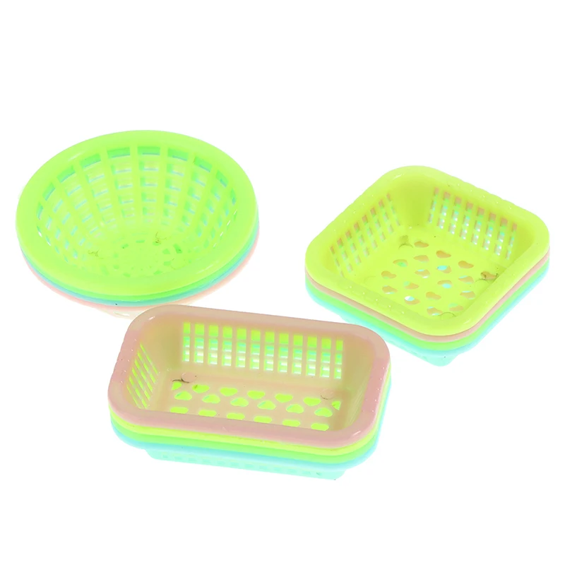 5Pcs 1:12 Dollhouse Miniature Storage Basket Doll Fruit Vegetable Food Storage Basket Doll House Miniature Decor 3