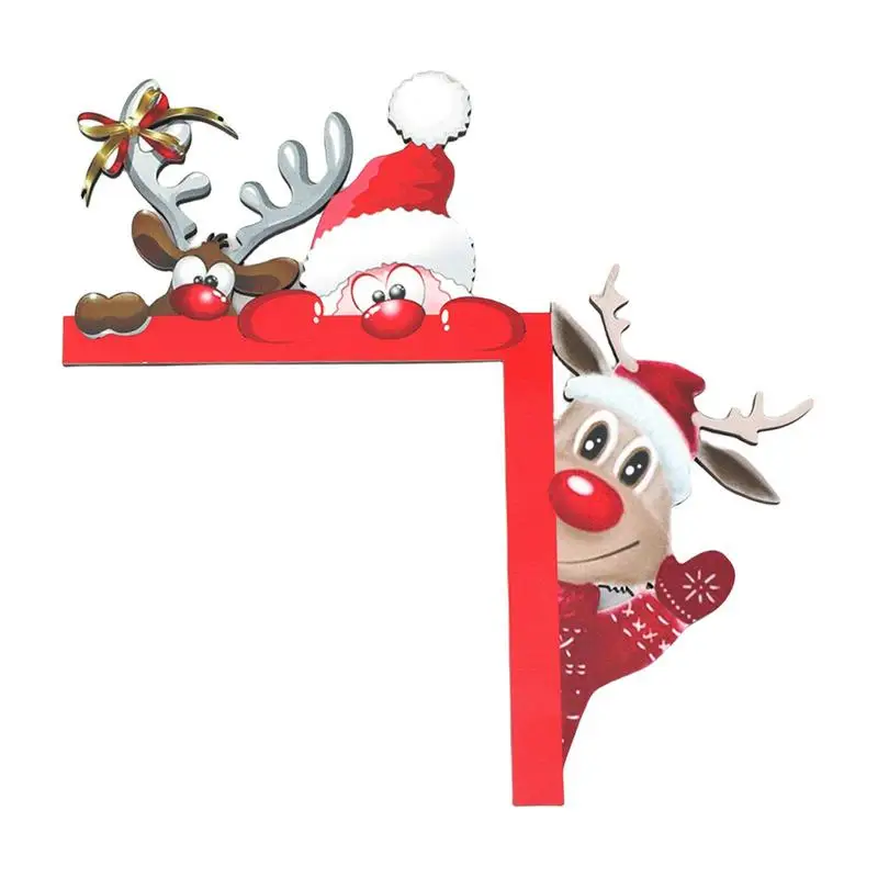 

Christmas Door Frame Decoration Santa Elk Wooden Corner Door Sign Window Frame Christmas Ornaments Home New Year Creativity Gift