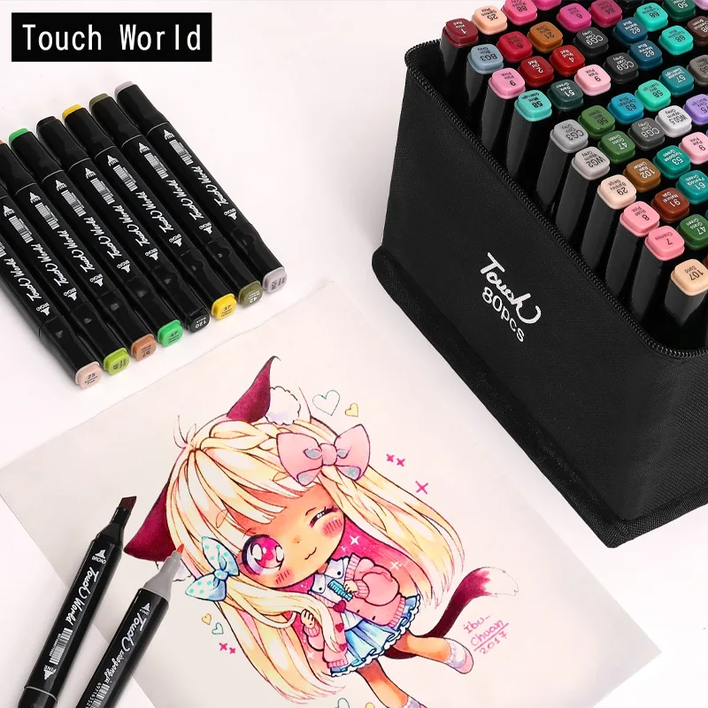 For Coloring Manga Student Artist Supplies 12/48 Colors Drawing Sketch Markers Set Oily Alcohol Based Art Marker Pen