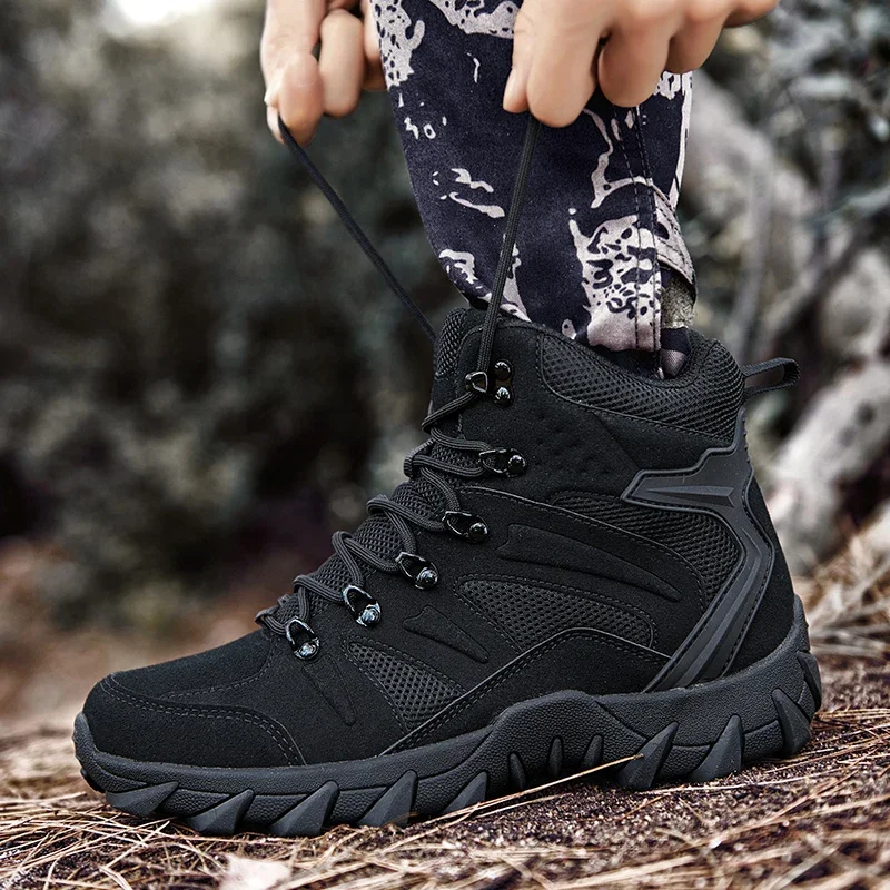 Men Army Tactical Combat Military Boots Ankle Size 46 Hunting Work Safety Shoes Outdoor Sneakers High Cut Hiking Boots Security