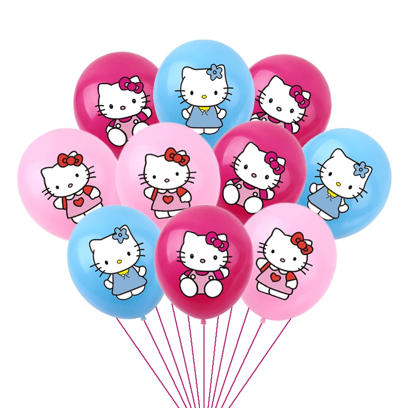 10pcs Cartoon blue Pink Hello Kitty Latex Balloons set Kids Girl cat  Balloons Happy Birthday Party Baby Shower Decoration Toys _ - AliExpress  Mobile