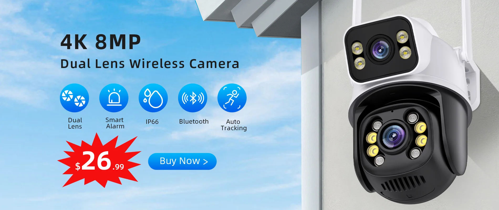 Sbb961f097cd4418cad15df5f02756607B 4MP WIFI Surveillance Camera System 5XDigital Zoom Wireless PTZ Camera Set 8CH NVR Kit Two Way Audio Outdoor Security System