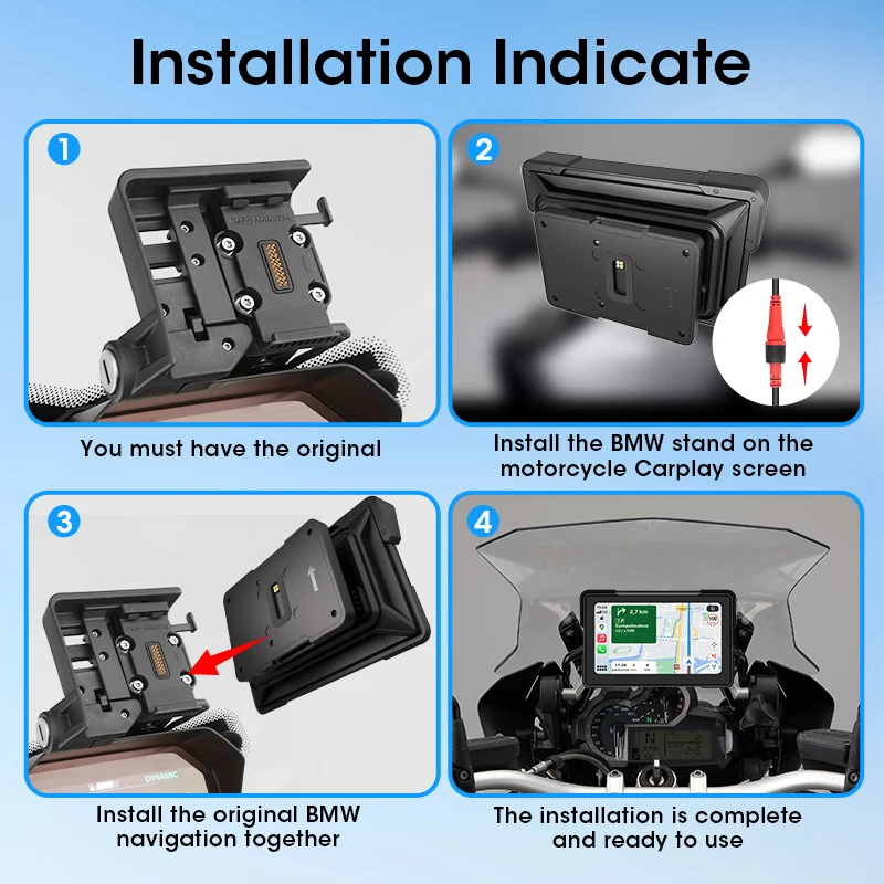 Android Auto Carplay Motorcycles for BMW Motorcycles R1200GS ADV/R1250GS ADV/S1000XR ADV Waterproof GPS Motorcycle Accessories