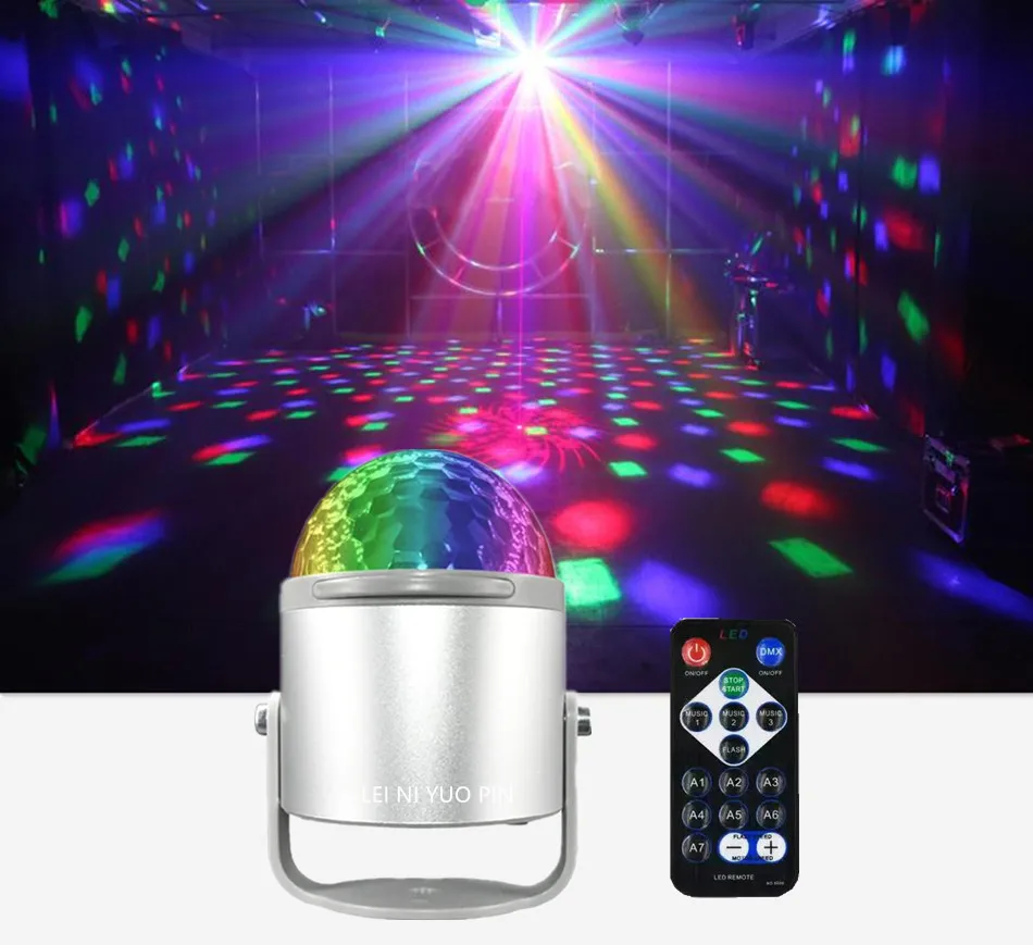 7 Colors Strobe Sound Control Stage Disco Ball Light 2 in 1 Party Family Gathering Kids Birthday Wedding Bar