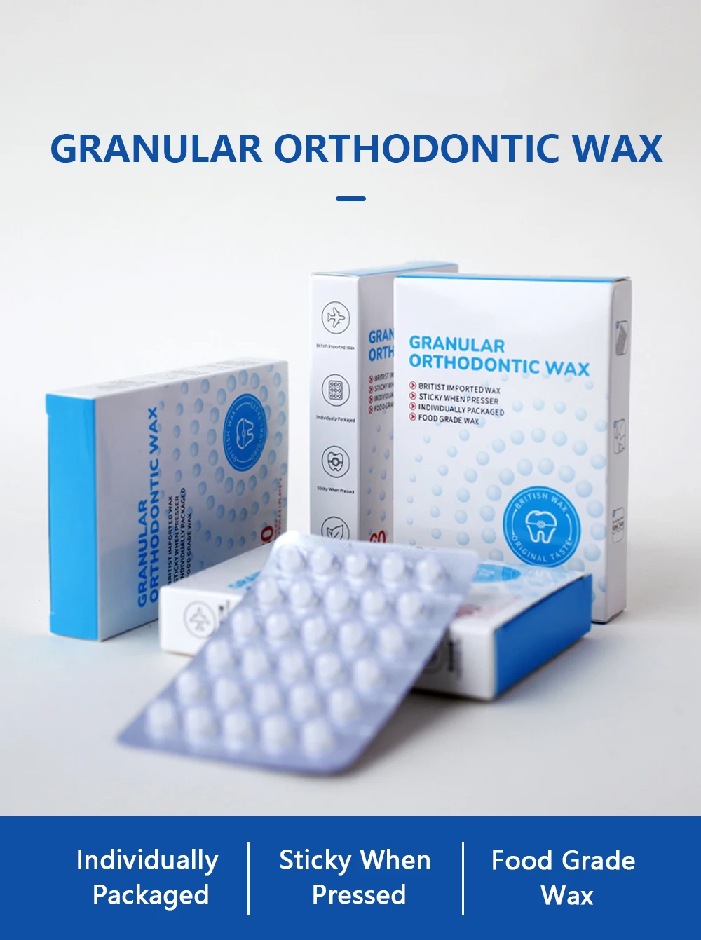 60PCS AZDENT Dental Kieferorthopädische Wachs Granulat Einzelne Hygienische Verpackung Klare Wachs Punkte Tragbare Anti-schleifen Lebensmittel Grade – Detail 1