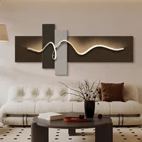 Chambre principale salon géométrique bureau décor peinture avec lumières luxe canapé TV fond mur suspendu photo chambre lits 5