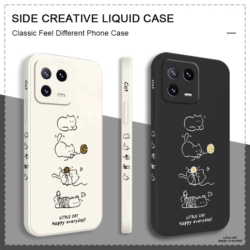 String Ball Cat Design Liquid Silicone Phone Case, Compatible with Xiaomi Models