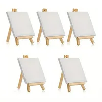 5PCS Canvases To Paint Minis Canvases Package To Paint White Canvas for Painting Stretched Blank Sandpieces To Paint HB01