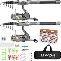 Fishing Pole Combo Set 1.5/1.8/2.1/2.4m Rod Reel Telescopic Fishing Rod Carbon Fiber Spinning Reels Fishing Set with 1