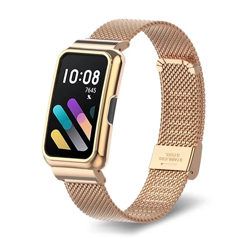 Stainless Steel Smart Watchband with Metal Case Protector and Cover Frames