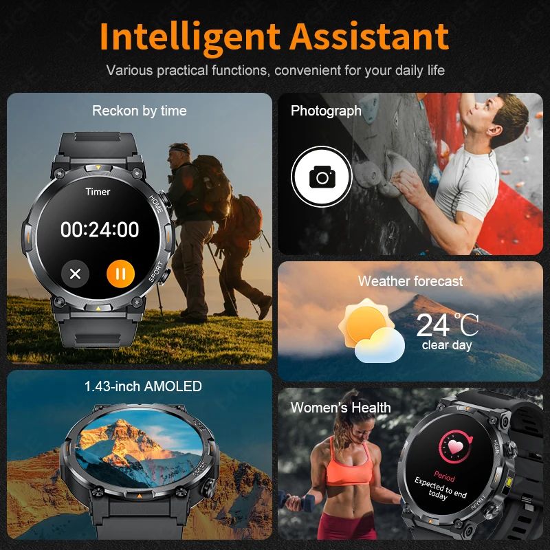LIGE  Ʈ ð   ȭ  ð  ǰ    AMOLED ũ Smartwatch