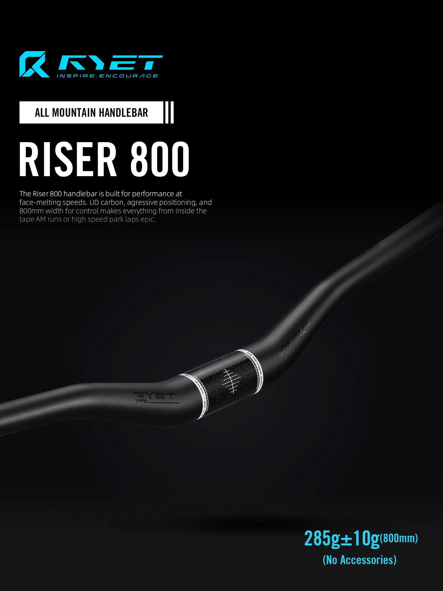 RYET RISER All Carbon Bicycle Handlebar AM 800x35mm MTB All Mountain Bicycle Handlebar Bike Accessories Parts