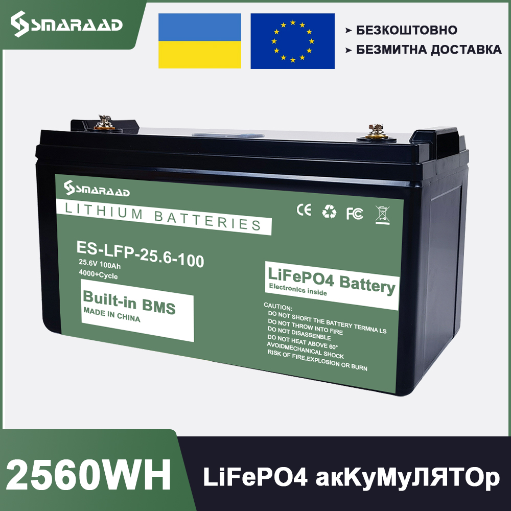 EU Warehouse Fast Delivery Duty-free 12V 100Ah LiFePo4 Battery 24V Pack Lithium Iron Phosphate Battery With Built-In BMS 4000+cy