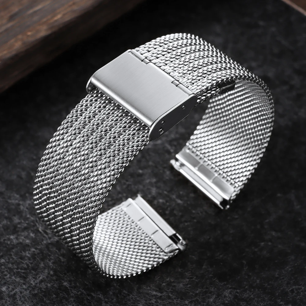 Elegant Gold Milanese Stainless Steel Mesh Strap Bracelet - Universal Fit for 18mm, 20mm, 22mm Watches