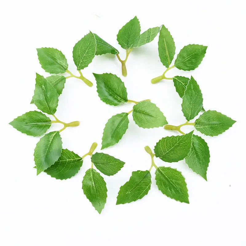 50 Stück künstliche grüne Blätter, Pflanzen, Garten, Hochzeit, dekorative Blumenkränze, Weihnachtsdekoration für Heimdekoration, DIY-Zubehör – Detail 2