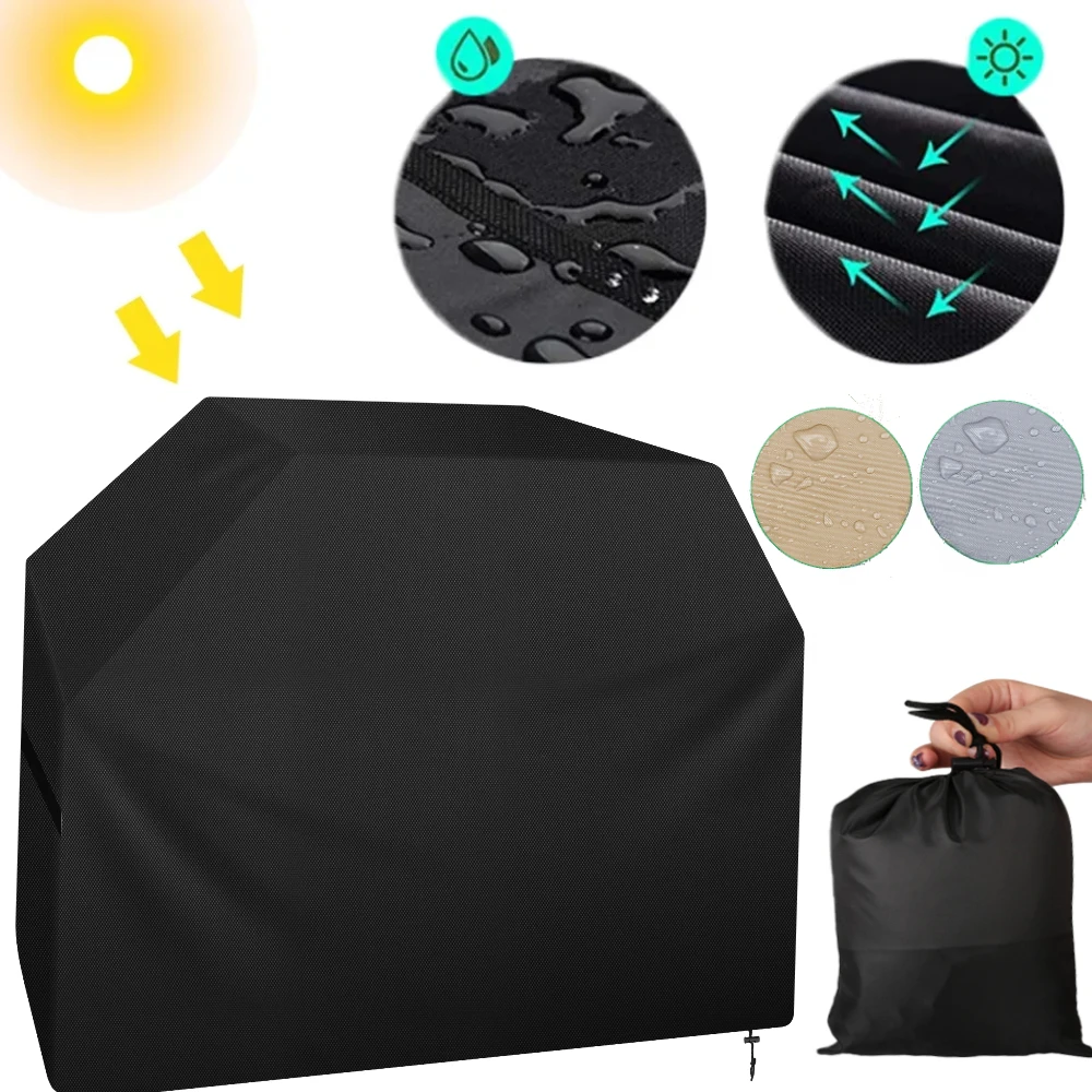 Large BBQ Cover Outdoor Dust Waterproof Weber Windproof Grill Cover Rain Protective Outdoor UV Resistant Barbecue Charcoal