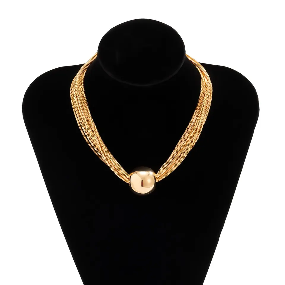 ZXCL Catene del Collo della Collana della Catena a Livello Punk per Le Donne Vintage esagerato Cerchio Dorato Collana in Metallo 2021 Gioielli clavicola-7