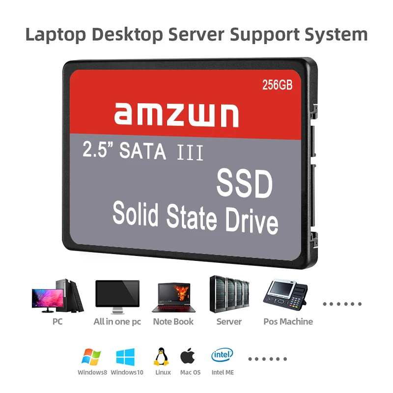 AMZWN-1 ׶Ʈ SSD ޴ SATA III 2.5 ġ  ϵ ̺, ִ 500MB/ б ӵ, Ʈ  PC ũž ȣȯ