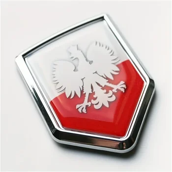 Poland White Eagle Flag Decal Car motorcycle Chrome Emblem Shield Shape Sticker Polish Polska Car emblems 1