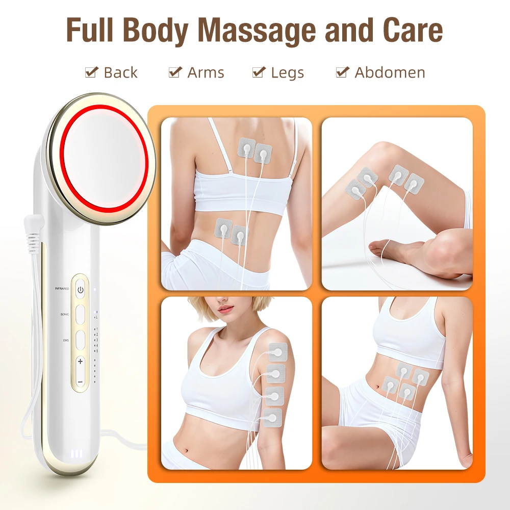 EMS Ultraschall-Massagegerät zum Abnehmen des Körpers, 5 Modi, 5 Intensitäten, Gewichtsverlust, Fettverbrenner, Hautpflege, Infrarot-Gesichtslifting-Schönheitsgerät – Detail 4