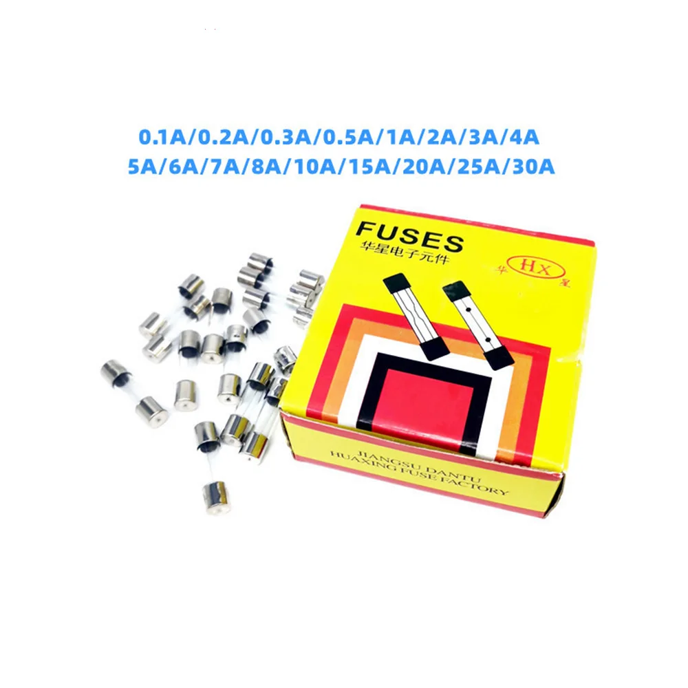 

100 pcs 5x20mm Glass Fuse 0.1A 0.2A 0.5A 1A 2A 3A 3.15A 4A 5A 6A 7A 8A 10A 12A 15A 20A 30A Kit