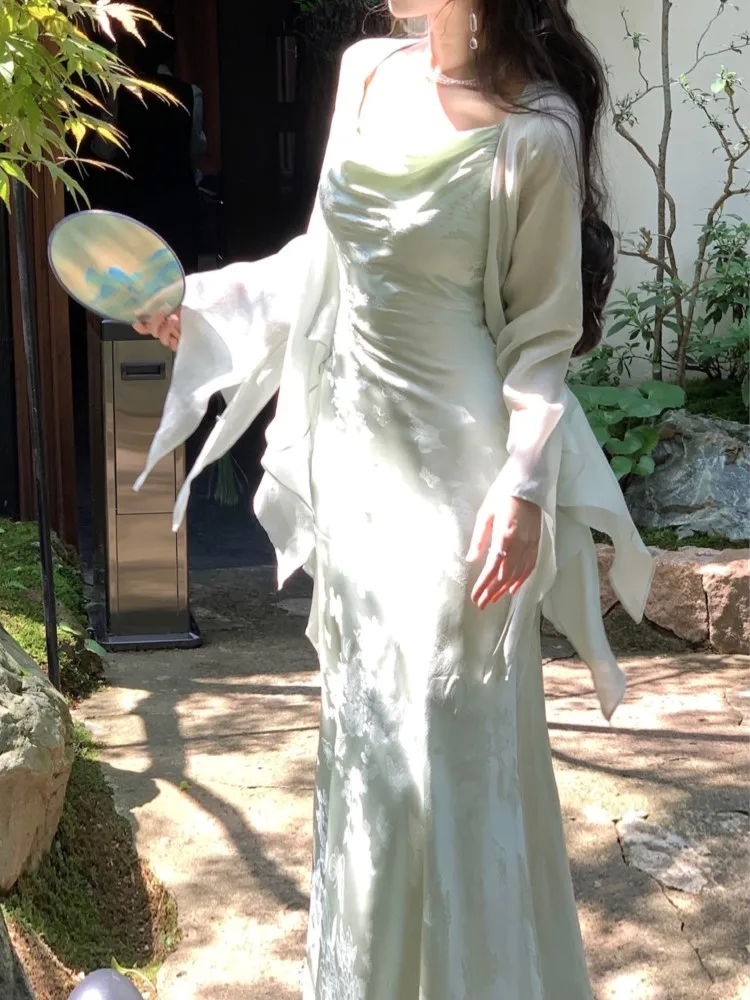 

Spaghetti Strap Vintage Women Summer Dress Sleeveless Sexy Bodycon Prom Birthday Party Vestidos Female Elegant Clothes Long Robe