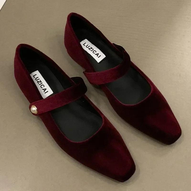 Women Spring Shoes Square Toe Ballet Dance Shoes Fashion Luxury