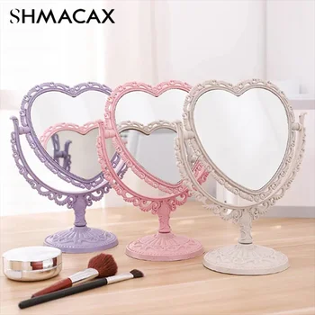 Desktop Makeup Mirror Heart Shape Makeup Vanity Portable Double-side Vanity Mirror Hand Mirror Cosmetic Compact Mirror For Women 1