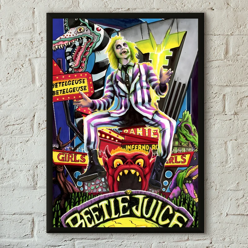 thumbnail image 1 of Póster de películas clásicas B-Beetlejuice, autoadhesivo, resistente al agua, papel adhesivo para decoración de pared de cafetería, bar y habitación, 1 of 5