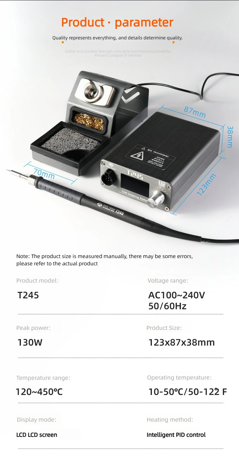 T245 Precision Solder Station 130W PID temperature control 3S Melting tin for Mo
