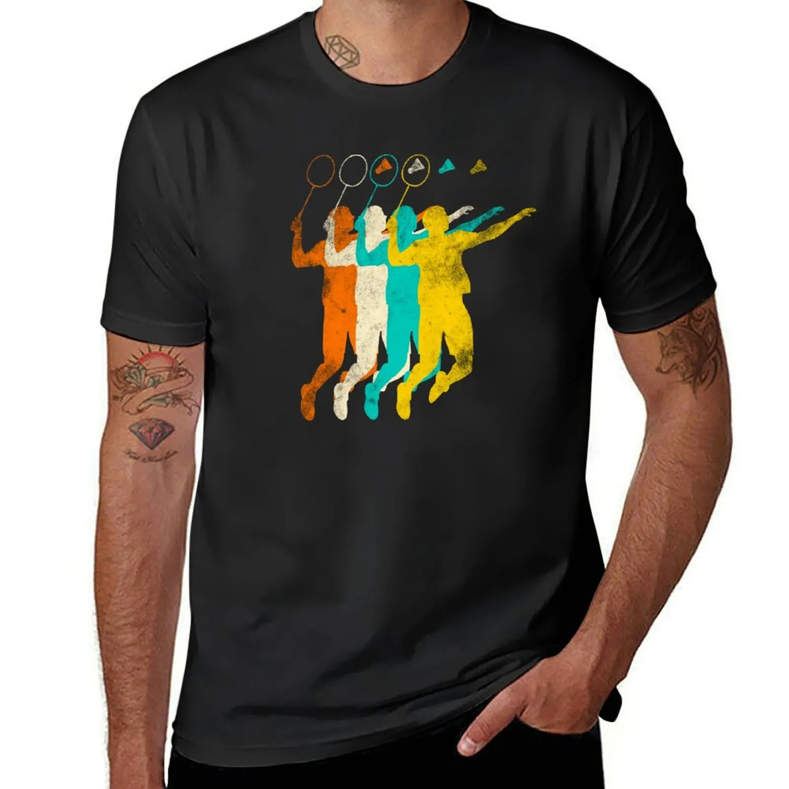 

badminton T-shirt customs boys whites funnys men t shirt