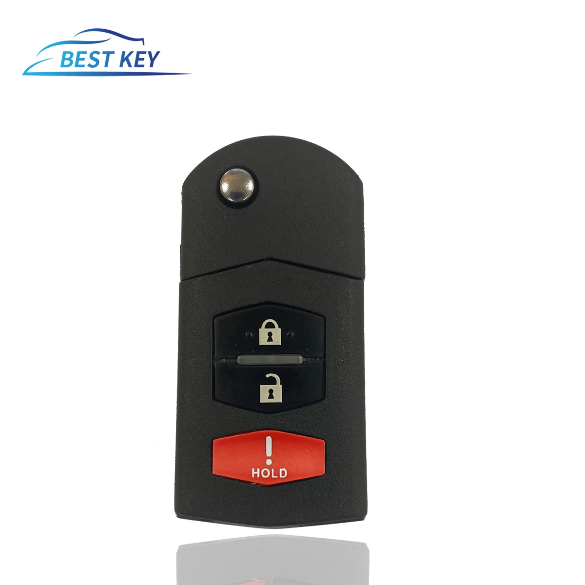 Custodia Portachiavi Telecomando Auto In Plastica E Metallo 3+1 Pulsanti - Sostitutivo Per Mazda 3 5 6 RX-8 CX-7 CX-9 (2003-2013) - 3