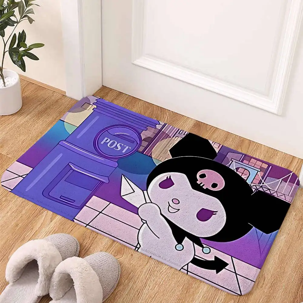 귀여운 애니메이션 쿠로미 바닥 매트 홈 세탁실 러그 카펫 거실 장식 라운지 공간 미끄럼 방지 발 매트 현관 매트