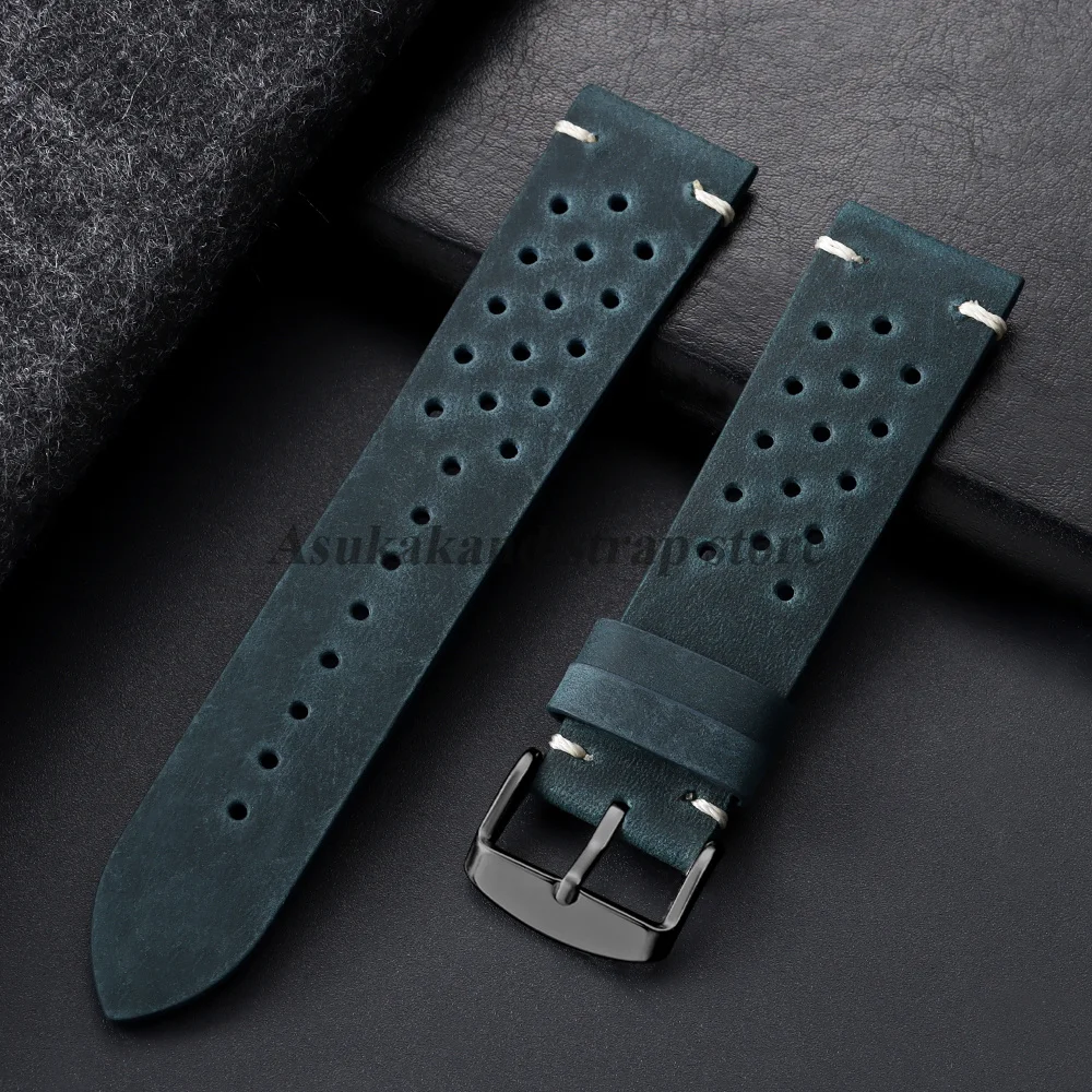 Vintage Cowhide Leather Watch Strap - Black Brown Universal Watchband