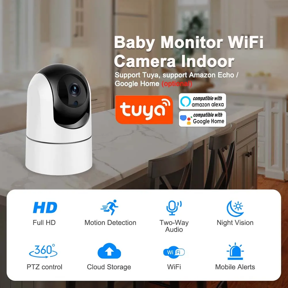 5MP WiFi Baby Monitor Security Protection Indoor Tuya IP Camera 5G